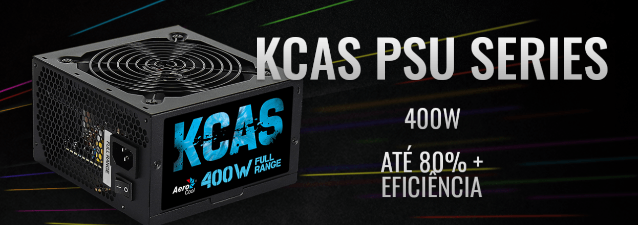 Fonte Gamer Aerocool ATX KCAS 400W 80 Plus Full Range PFC Ativo